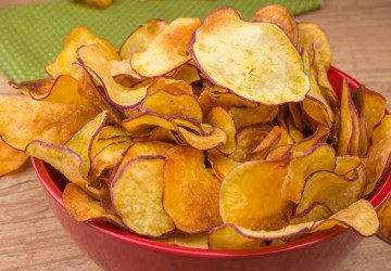 Receita de chips de batata-doce assada