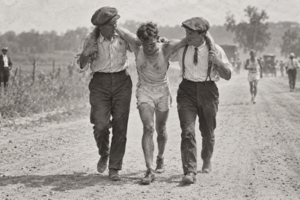 A runner took a car to the finish line at the 1904 Olympics, but the real marathon winner needed strychnine and brandy to survive